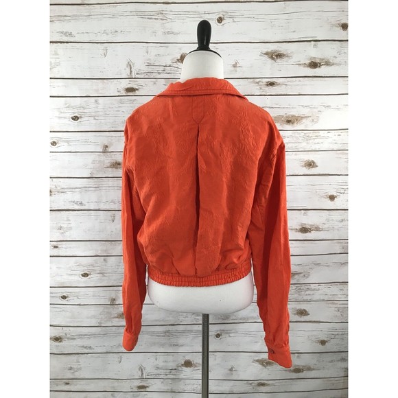 Anthropologie Cartonnier Jacquard Eisenhower Orange Bomber Jacket Size S $118 - Picture 2 of 9